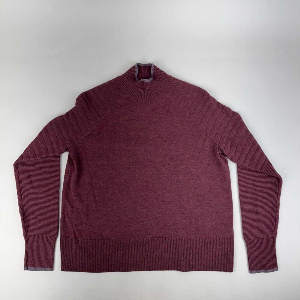 New Womens Smartwool Edgewood Mock Neck Burgundy Merino Wool Sweater Size Small